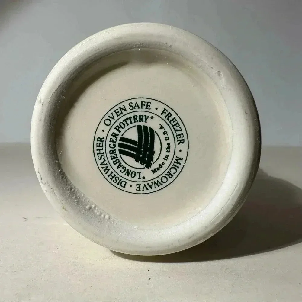 Longaberger Thyme Spice Jar Ivory Green USA Woven Traditions With Lid 4” - Picture 3 of 6